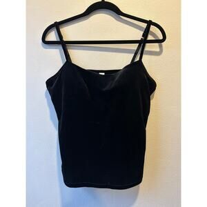 Black Velvet Bustier Tank Top Built-In Bra Size 36D